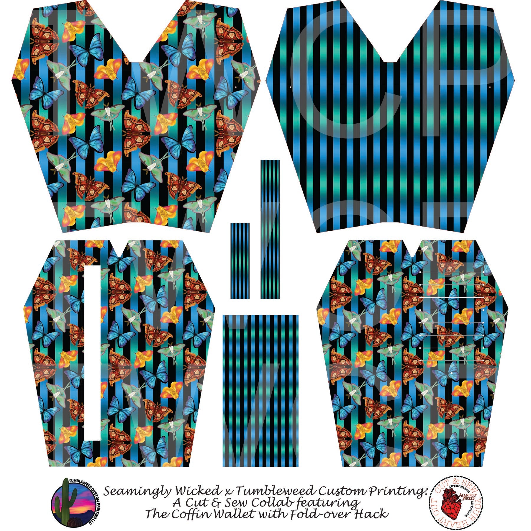 Seamingly Wicked - Coffin Wallet - Fruit Fly Stripes