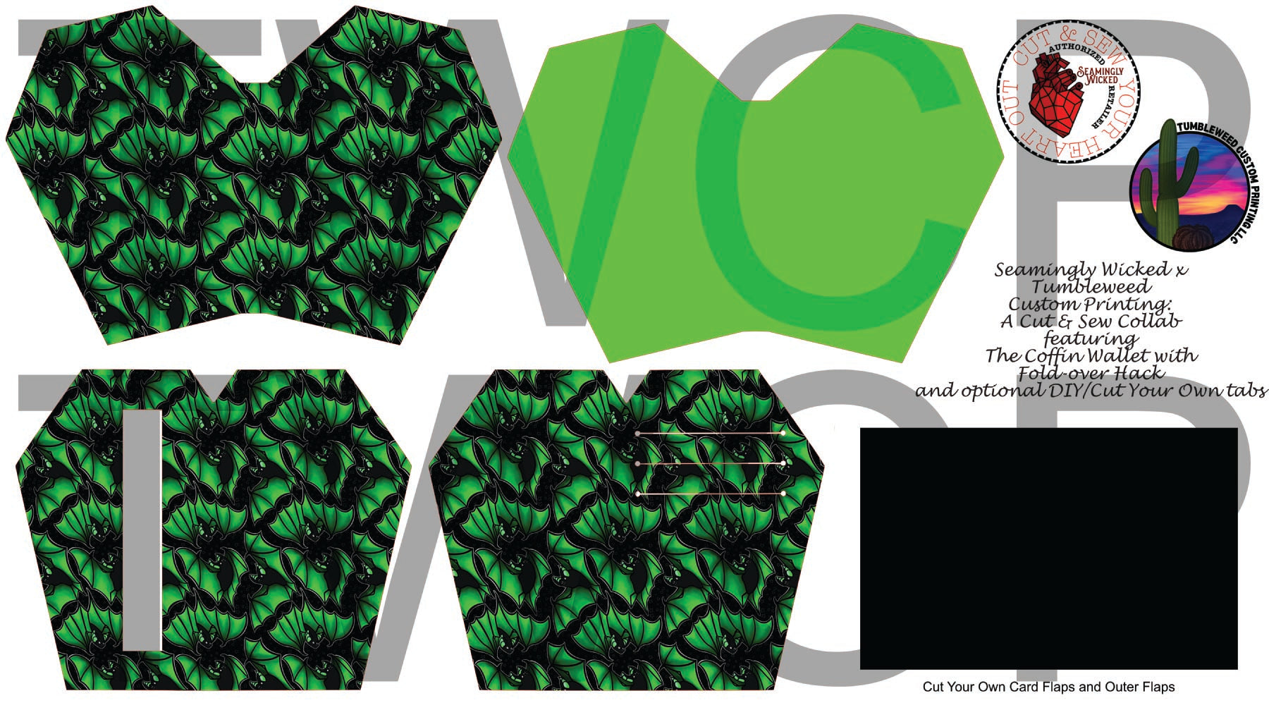 Seamingly Wicked - Claudia Bifold Wallet - Green Bats