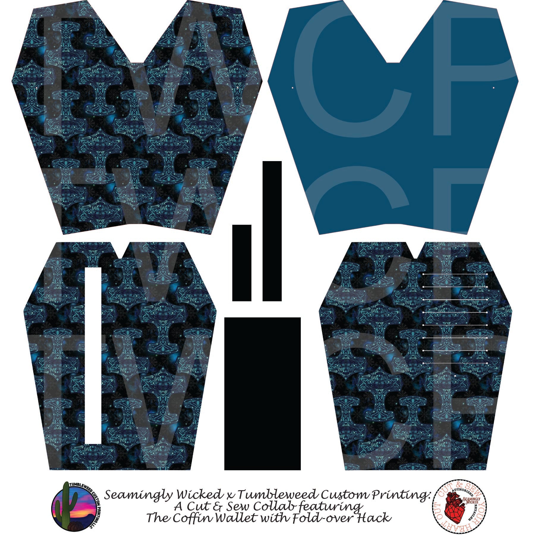 Seamingly Wicked - Coffin Wallet - Viking Hammer Blue