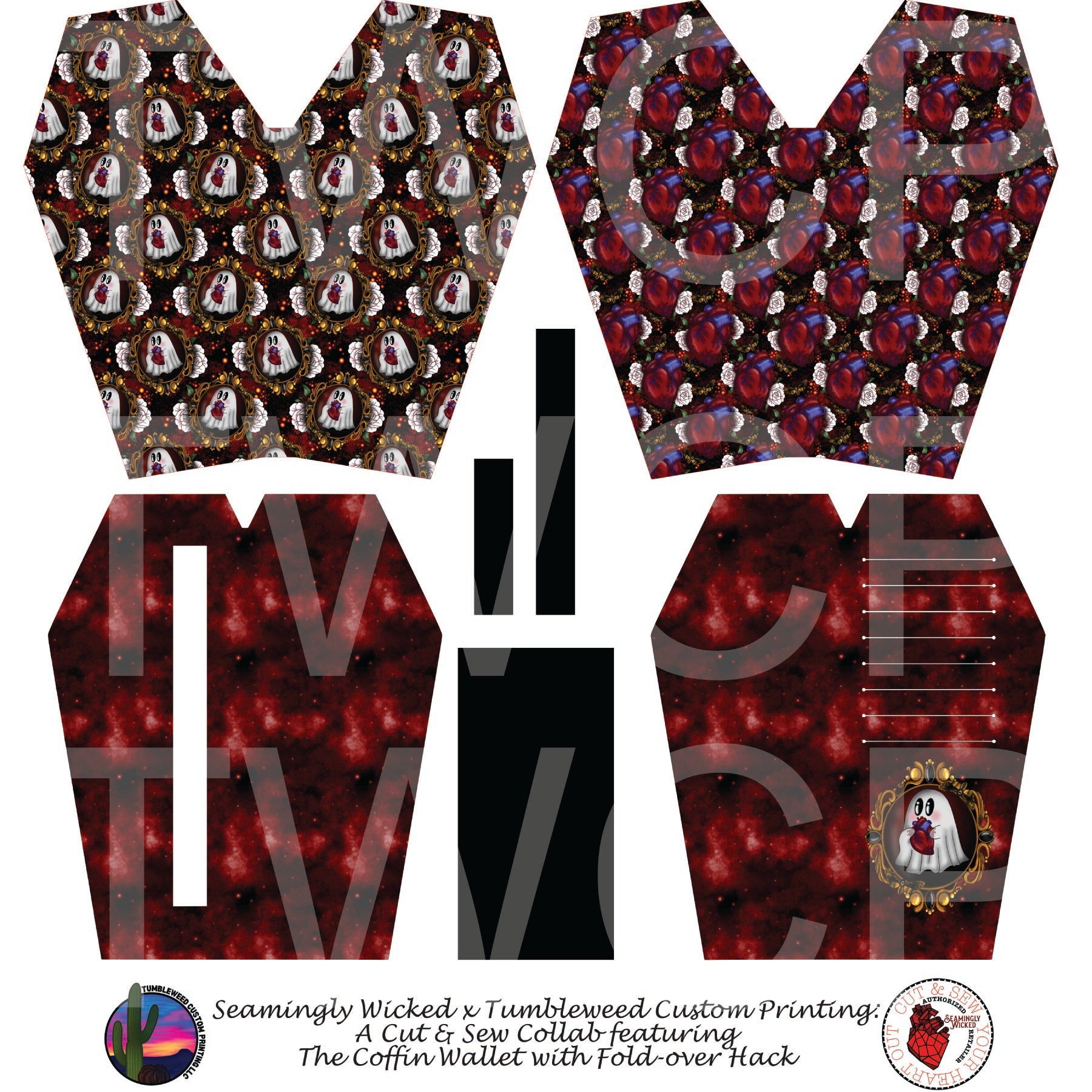 Seamingly Wicked - Coffin Wallet - Ghost Heart