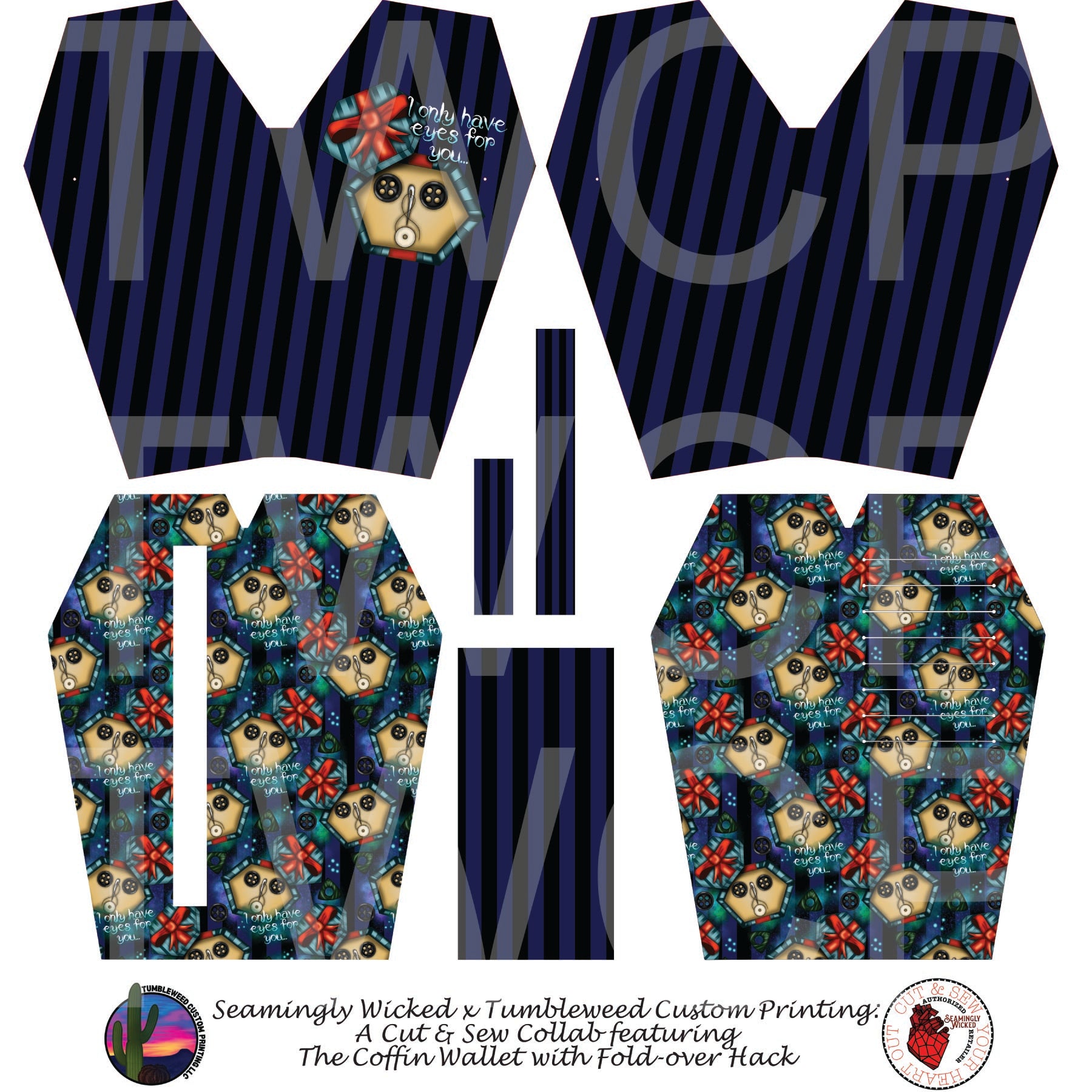 Seamingly Wicked - Coffin Wallet - Button Eyes