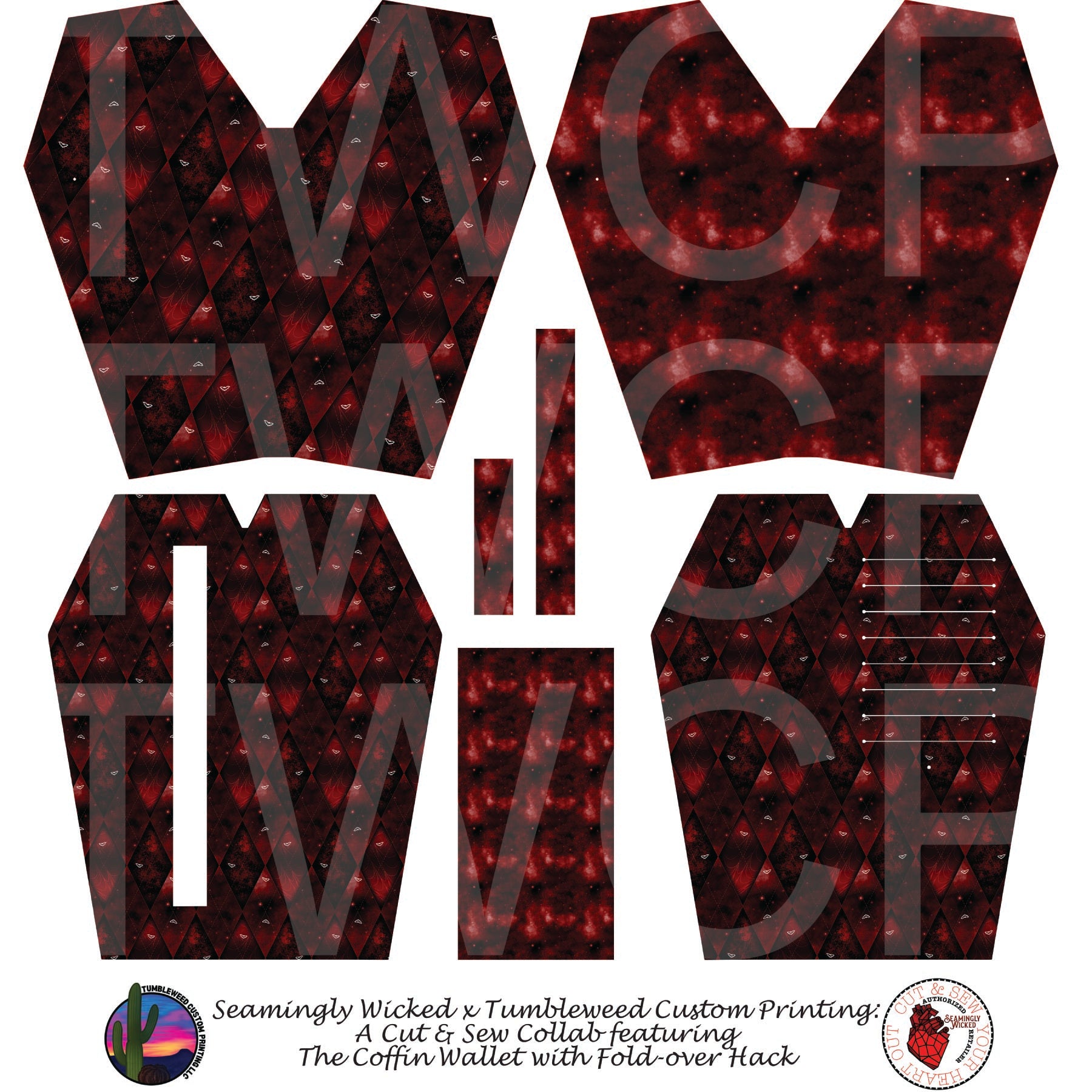 Seamingly Wicked - Coffin Wallet - Red Argyle