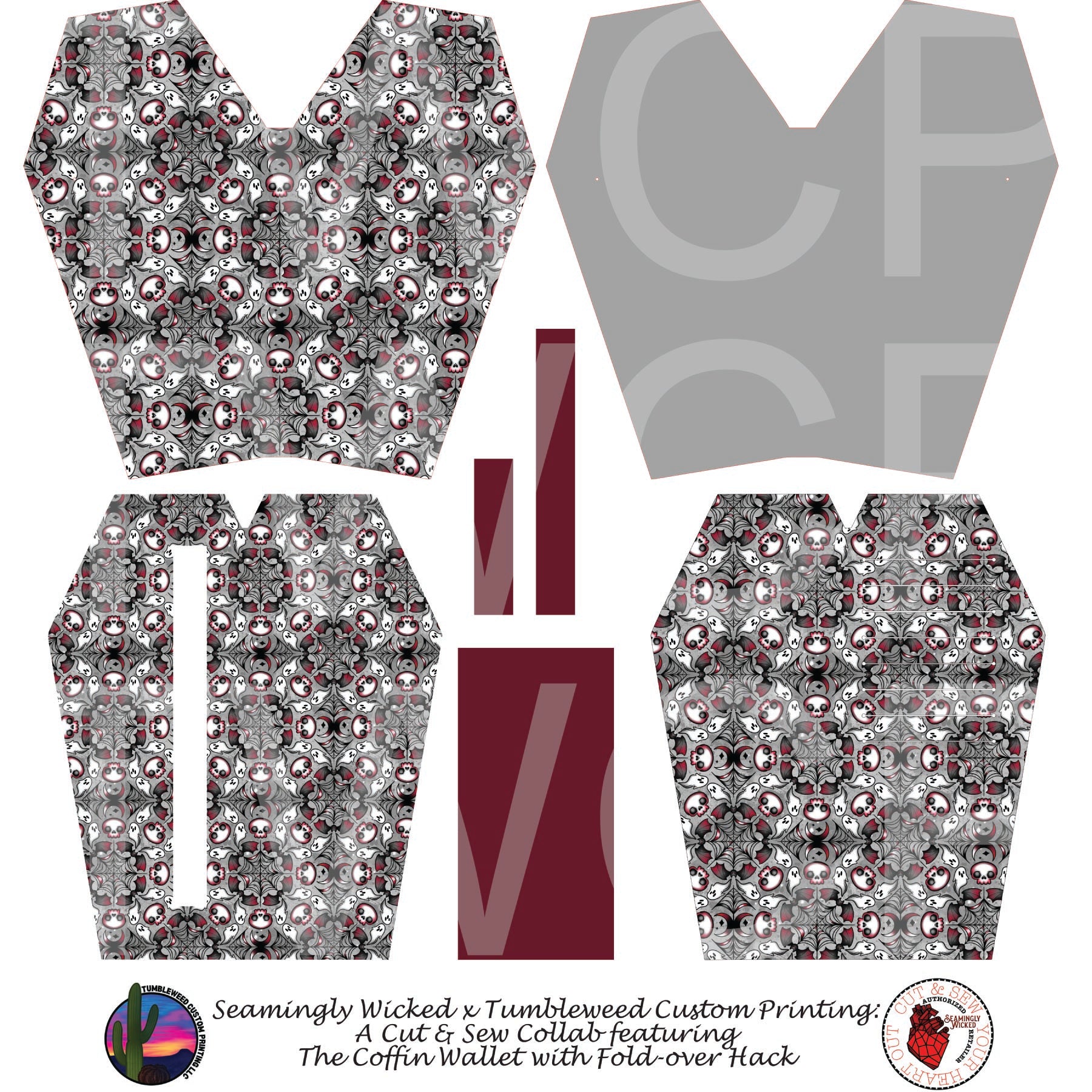 Seamingly Wicked - Coffin Wallet - Spookdala Red