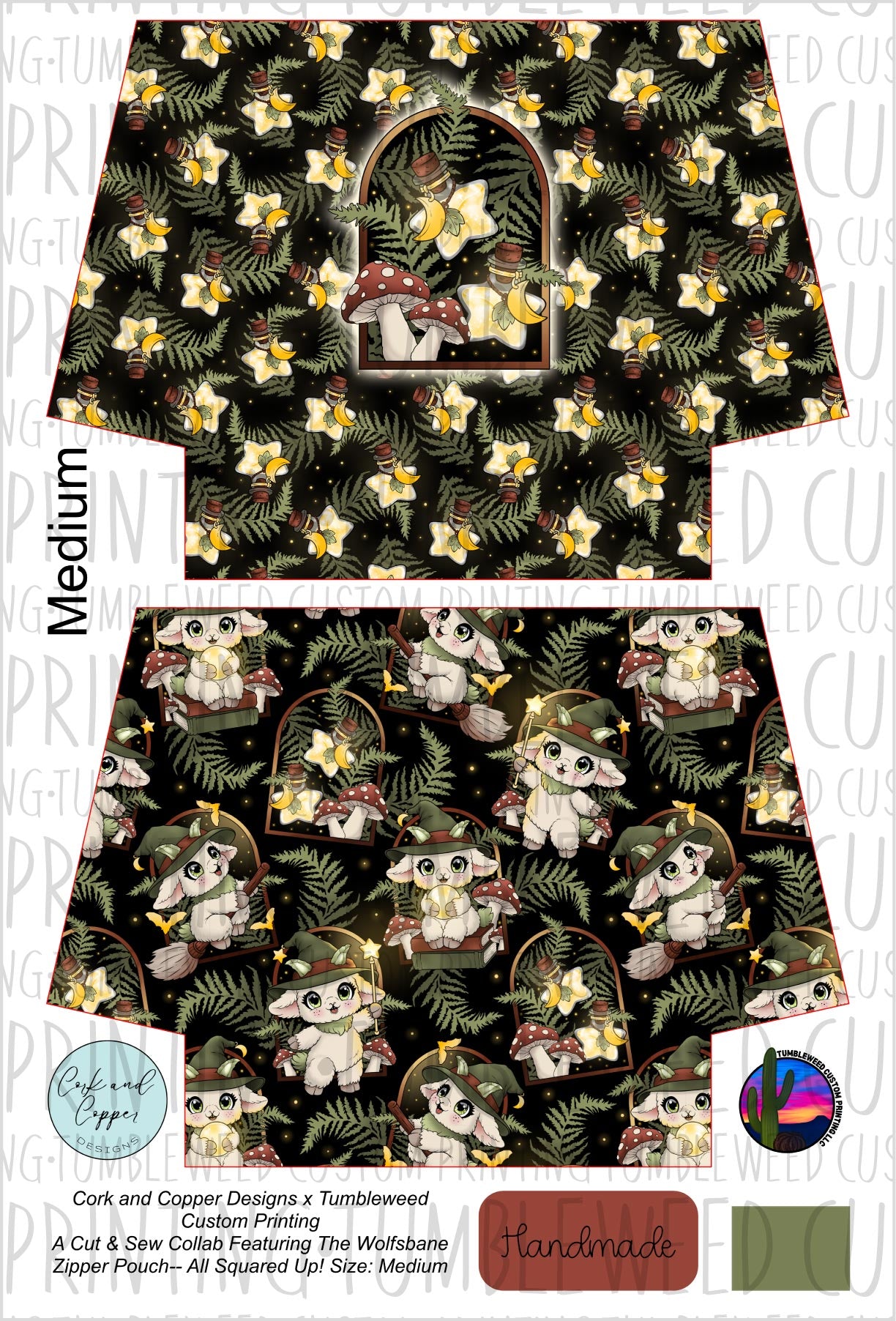 Cork & Copper Designs - The Wolfsbane Zipper Pouch - Whimsy Grove Forest 4