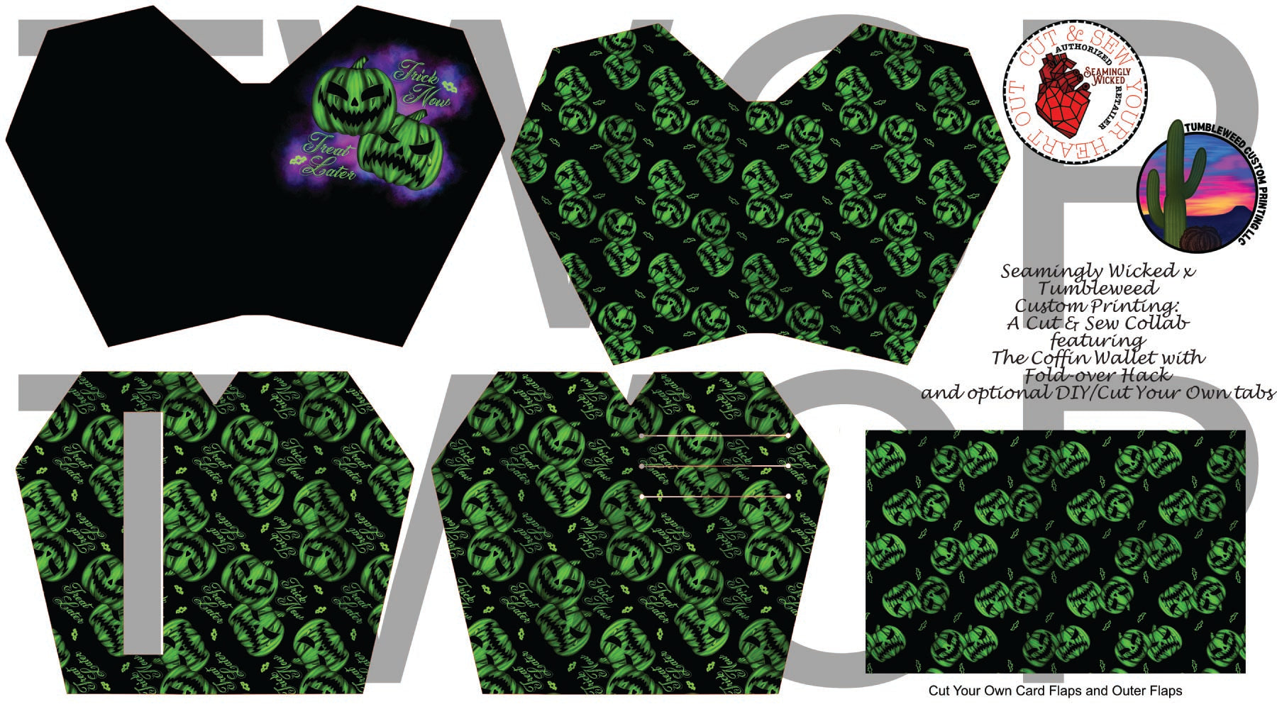 Seamingly Wicked - Claudia Bifold Wallet - Trick Now Treat Later Green