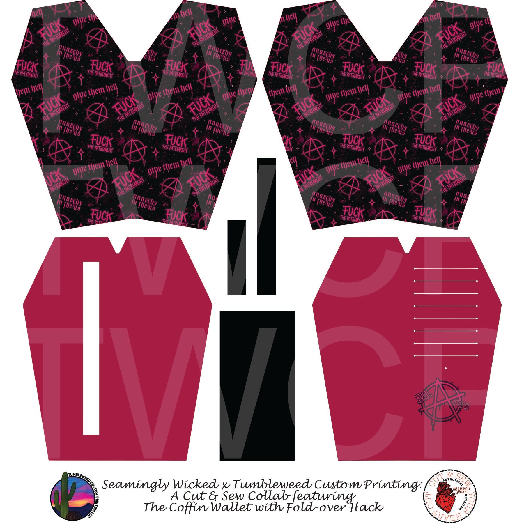 Seamingly Wicked - Coffin Wallet - Anarchy Pink