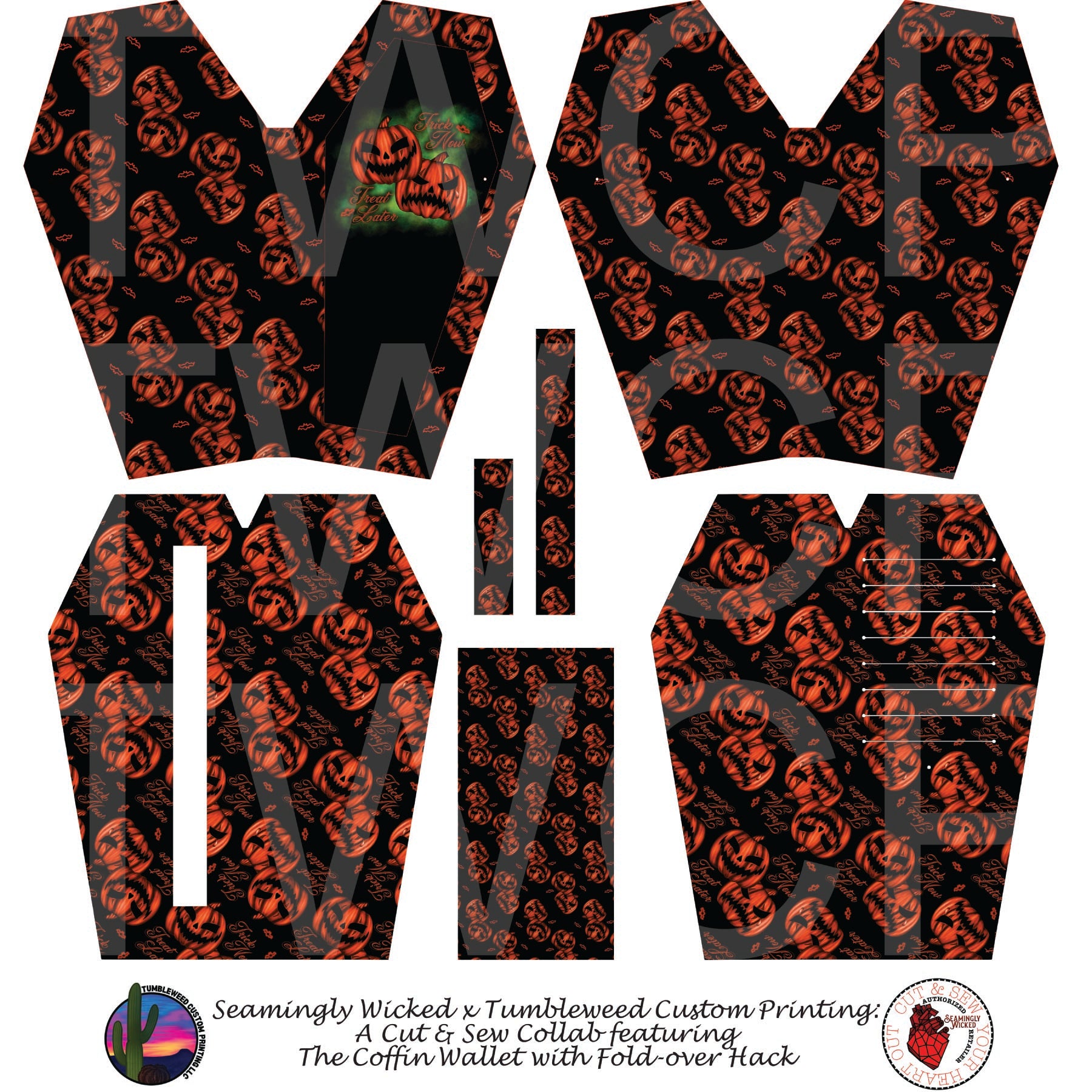 Seamingly Wicked - Coffin Wallet - Trick Now Treat Later Orange