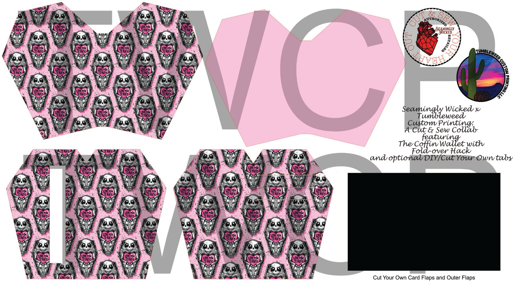 Seamingly Wicked - Claudia Bifold Wallet - Love You to Death Pink