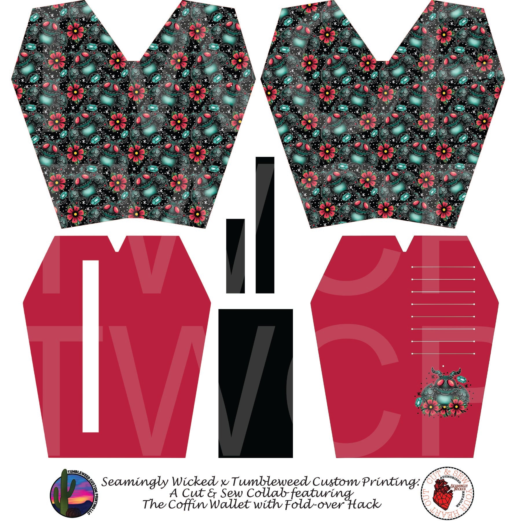 Seamingly Wicked - Coffin Wallet - Tattoo Mothman Dark