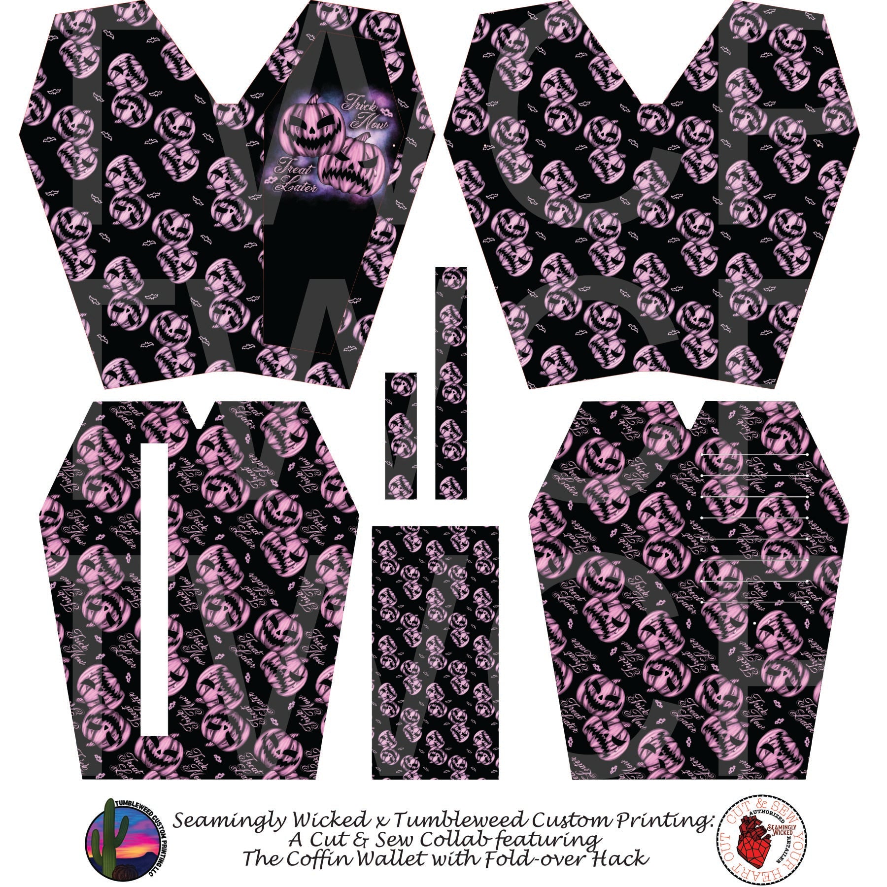 Seamingly Wicked - Coffin Wallet - Trick Now Treat Later Pink