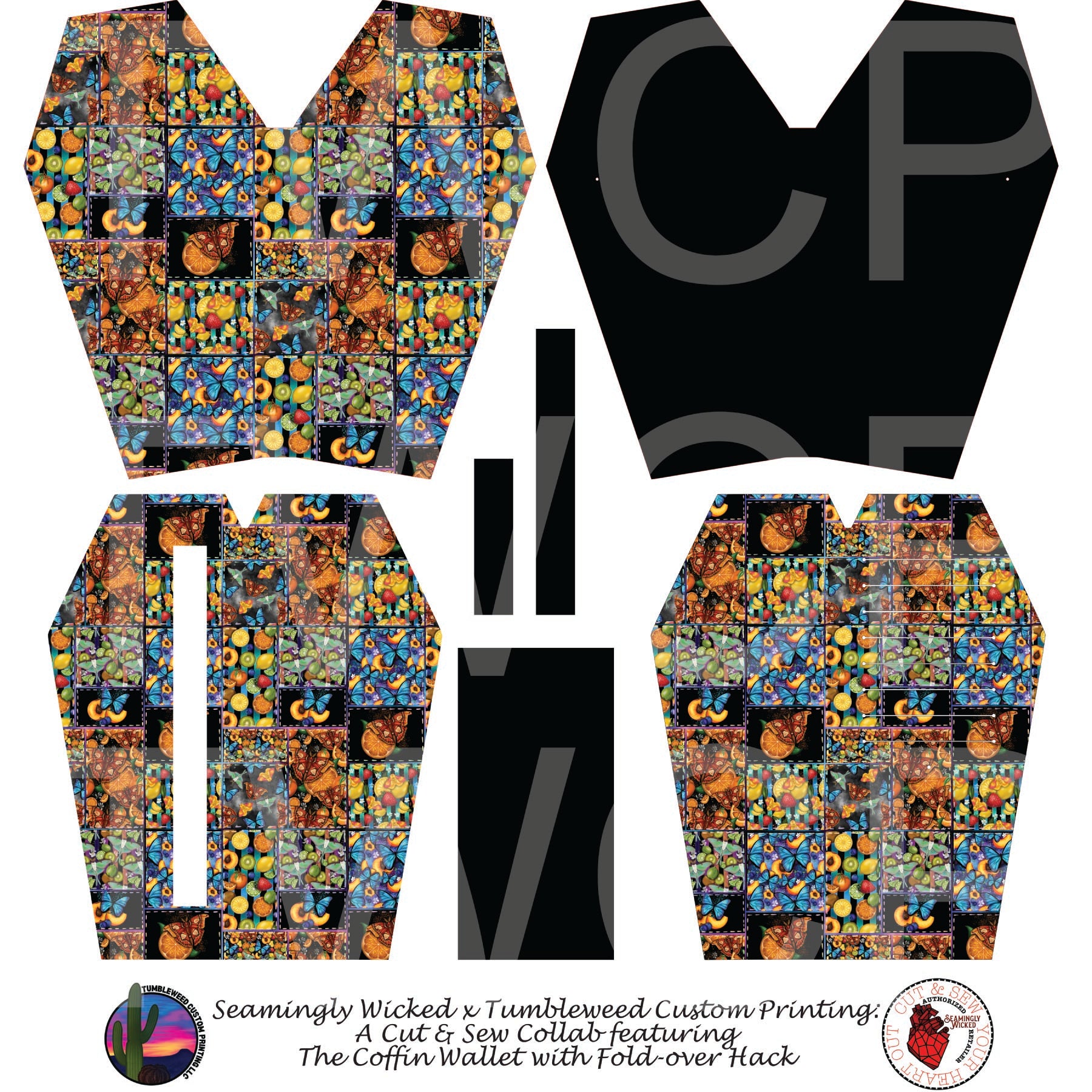 Seamingly Wicked - Coffin Wallet - Fruit Fly Patchwork