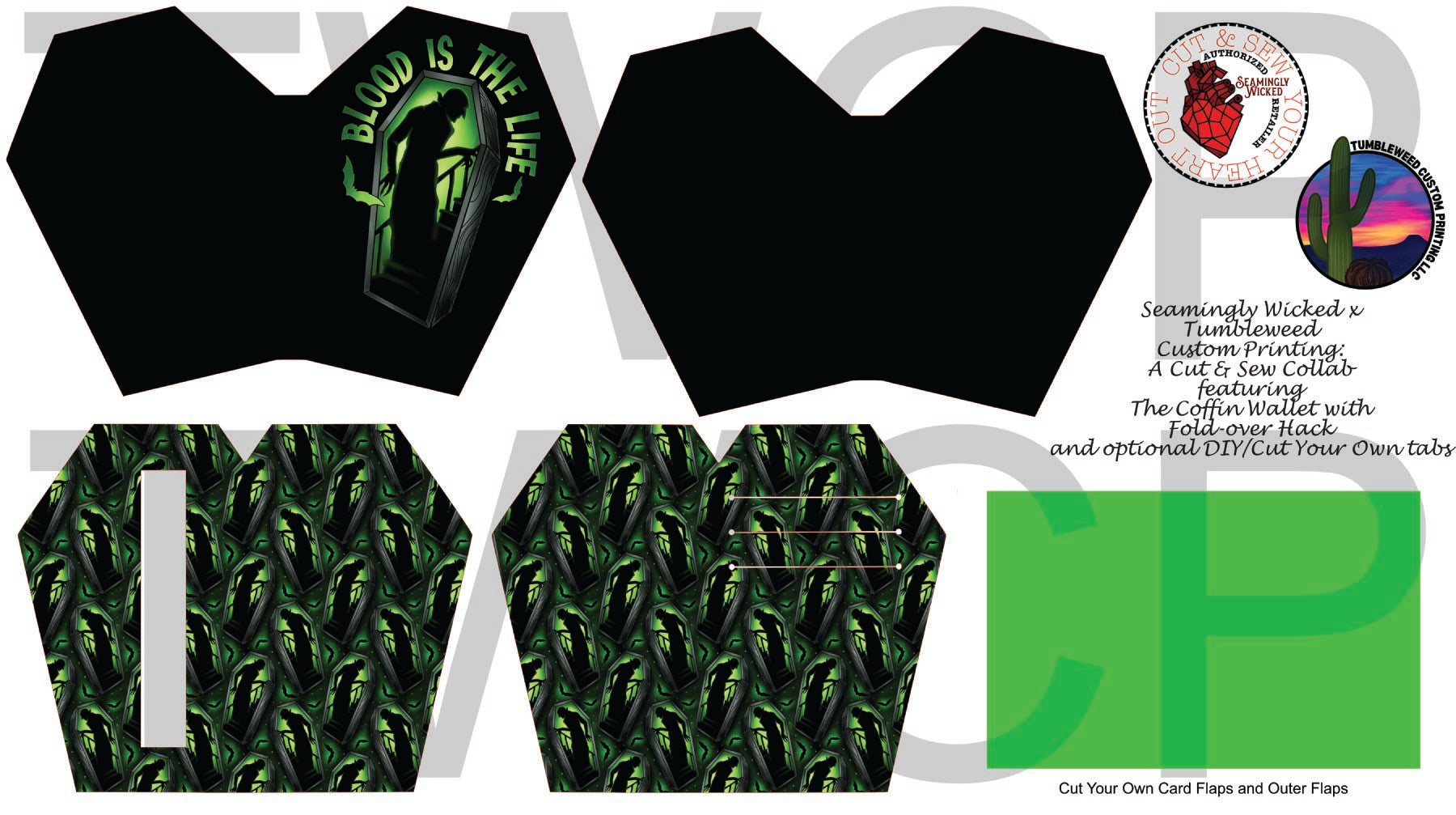 Seamingly Wicked - Claudia Bifold Wallet - Blood is Life Green