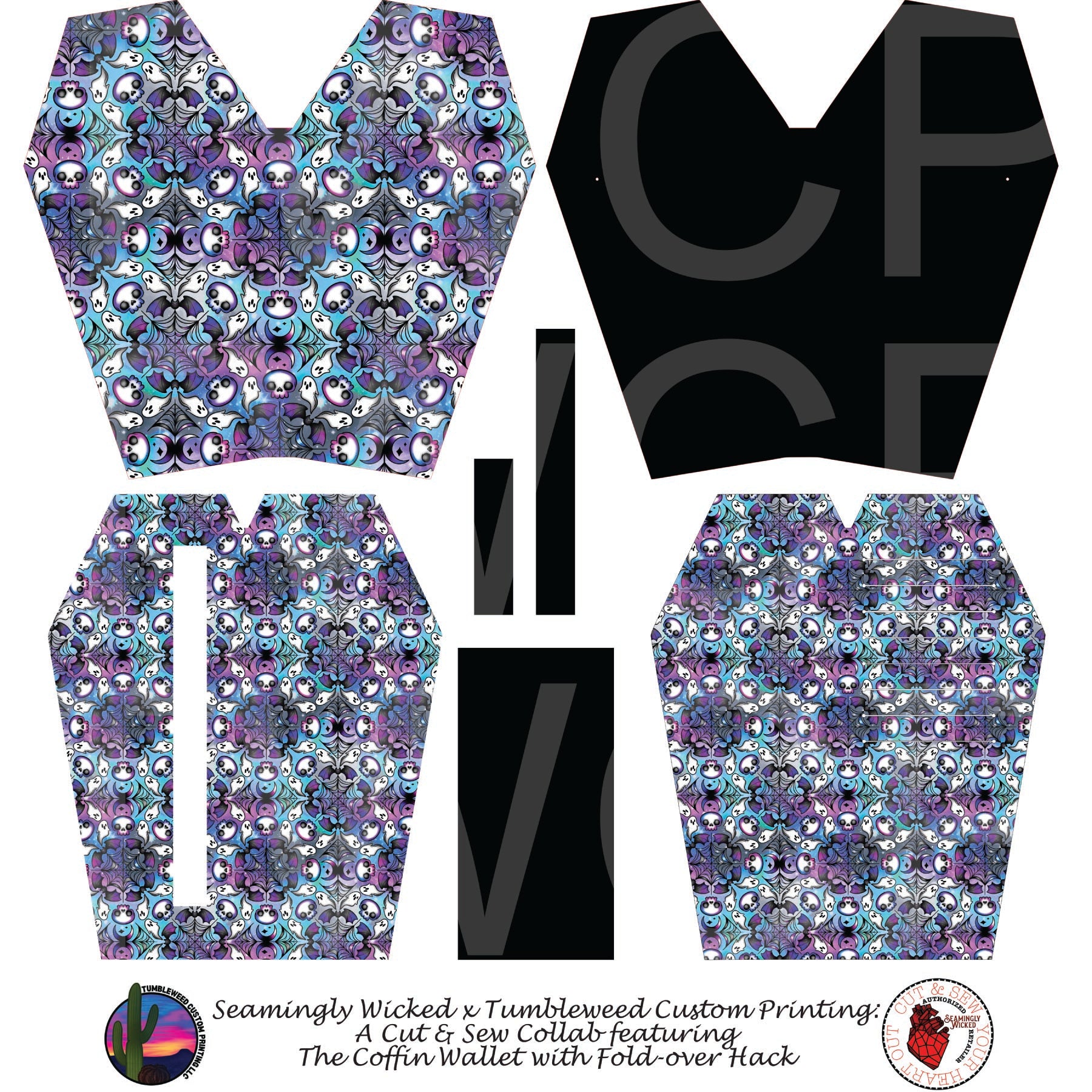 Seamingly Wicked - Coffin Wallet - Spookdala Blue & Purple