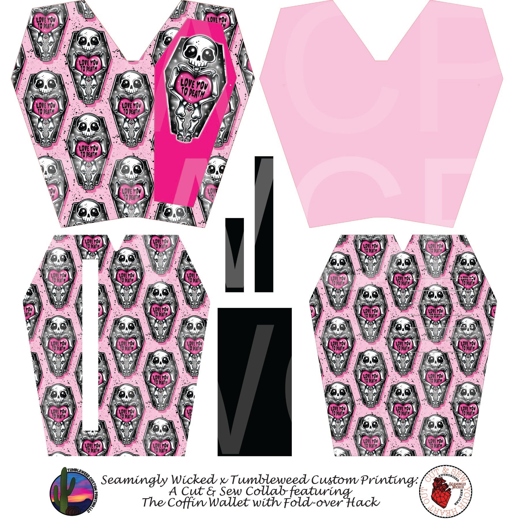 Seamingly Wicked - Coffin Wallet - Love You to Death Pink